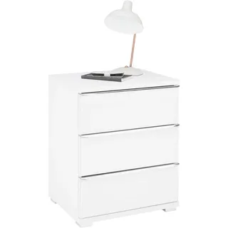 Moderano Nachtkästchen , Weiß , Glas, Holzwerkstoff , 3 Schubladen , 51x62x40 cm , Lga, Goldenes M, BQ - Bündnis für Qualität, Made in Germany , Schlafzimmer, Nachtkästchen