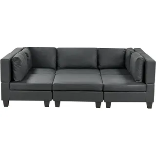 Beliani 5-Sitzer Sofa Schwarz mit Ottomane Kissen Schwarze Beine Modular Modern Modulsofa Wohnlandschaft Wohnzimmer Wohnecke