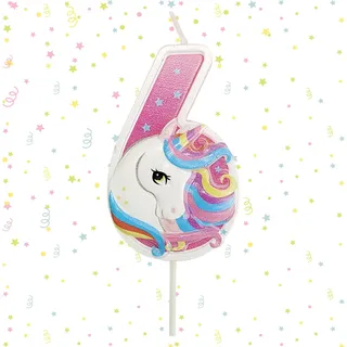 Ovanda Kerze 6 Geburtstag Mädchen, Einhorn Tortendeko Kerze 6, 3D Regenbogen Einhorn Geburtstagskerze, Kerzen Zahlen 6 Rosa, Geburtstagsdeko Mädchen 6 Jahre, Regenbogen Geburtstag