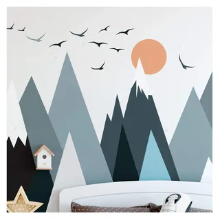 Ambiance Sticker Ambiance-Aufkleber Skandinavische Parka Mountains Wandtattoos, DIY-Wohnkultur, abziehbare Aufkleber zum Abziehen und Aufkleben, wasserdichte und selbstklebende Wandkunst - 115 x 230 cm