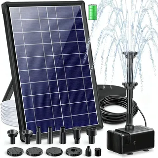 Billing Solar Springbrunnen für außen mit 3600mAh Akku, 7,5 W Solarbrunnen für Draussen, 10 Düse Schwimmende Teichpumpe Solar mit Filter für Gartenteich Wasserspiel Vogelbad Koiteich Biotopteich