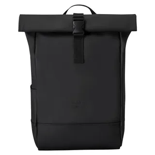 Johnny Urban Rucksack Damen & Herren Schwarz - Harvey Medium - Rolltop Mit Laptopfach für Uni Business City - 15L - Matte PU Beschichtung - Wasserabweisend