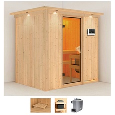 Bild von Sauna »Bedine«, (Set), 9 KW-Ofen mit externer Steuerung beige