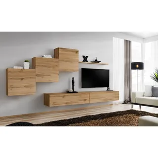 Designer Wohnzimmermöbel Wohnwand Grau TV Ständer Moderne Sideboard Wandregal - Grau