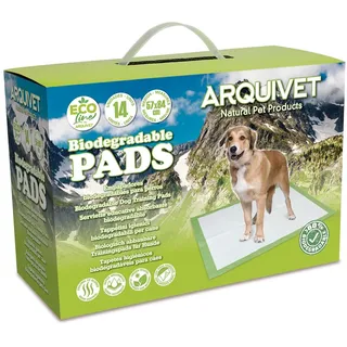 Arquivet Super saugfähige Hundeunterlagen, biologisch abbaubare Einwegunterlagen, Hygienematte für Hunde, groß (14 Stück), 57 x 84 cm, Weiß