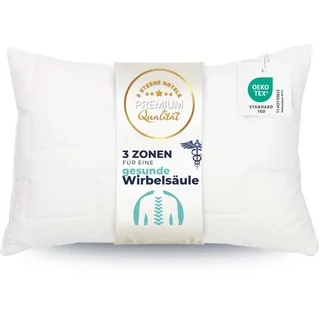 ZOLLNER Deluxe Kissen - 3-Zonen Kopfkissen - Made in Europe – Polyester - waschbar bis 95°C - 50x70 cm - Hotelqualität - Oeko Tex® Zertifiziert