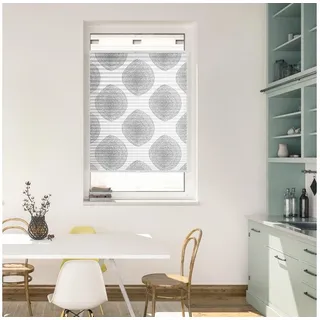 Lichtblick Plissee Klemmfix, ohne Bohren, blickdicht, Stripy Boho Drop - Weiß«