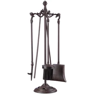 Relaxdays Kaminbesteckset Gusseisen 51 x 18 x 18 cm Braun