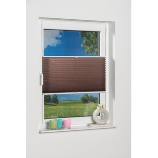 K-home Klemmfix-Plissee 70 x 130 cm (B x L) Mokka Lichtschutz +++ Moderne Crushed Optik +++