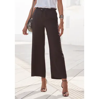 LASCANA Paperbag-Hose "mit weitem Bein aus luftiger Viskoseware" mit Taschen, Wide-Leg, Stoffhose, casual-chic, Sommerhose, Schlupfhose, schwarz