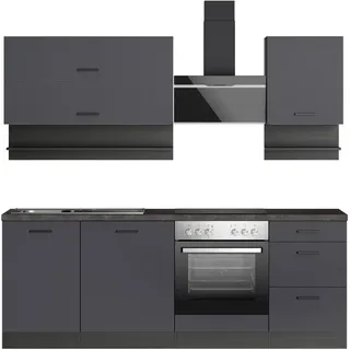 kochstation Küchenzeile KS-Frieda 220 cm grau