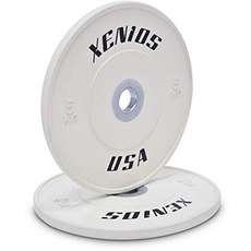 Xenios USA Gummi Competition Bumper Plate mit zentraler Stahlplatte 5 kg, Weiß, PSBPCRBPL5