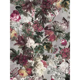 Rasch Tapete 606843 - Fototapete auf Vlies mit Blumen in Grau, Blumentapete, Vintage - 3,00m x 2,25m (LxB)
