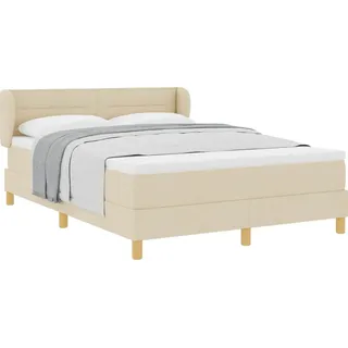 vidaXL Boxspringbett mit Matratze Creme 140 x 200 cm Stoff - Creme