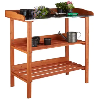 Relaxdays Pflanztisch 91,8 x 87,5 x 41,5 cm orange