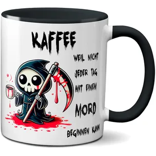 TassenKing Tasse Mord mit Spruch lustig Fun Horror Geschenk für Arbeit Kaffee Tee Becher Büro Kollegen Kollegin lustig Bürotasse Geschenk Geburtstag Spruch verrückt