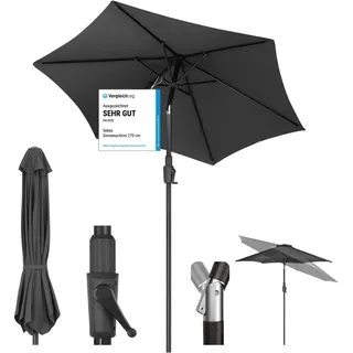 Sekey 220 cm Sonnenschirm mit Kurbel und Auto Kippen,Marktschirm für Terrasse,Balkon & Garten,Windfest Stabil UPF 50+