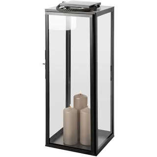Fink Kerzenlaterne SEVILLA Edelstahl/Glas Grau/Schwarz