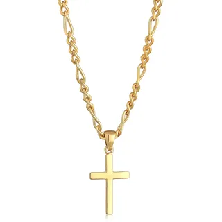 KUZZOI Halsketten - Halskette Herren Figarokette Kreuz 925 Silber - Gr. unisize - in Gold - für Damen