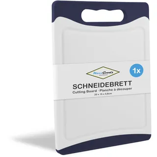 MaxxGoods Schneidebrett Kunststoff mit Saftrille & Griff - Antibakteriell - Frühstücksbrett, Kunststoffbrett beidseitig verwendbar, Spülmaschinenfest - Weiss, 20x15x0,8cm