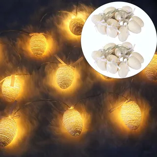 2 Pack LED Lichterkette Ostern, 20 er LED Osterlichterkette, Bunte Ostereier zum Aufhängen LED Osterbeleuchtung, Ostereier Deko Draußen Osterdeko Girlande Garten Ostern Frühling Party (warmweiß)