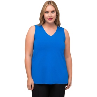 Ulla Popken Damen Basic-top mit V-ausschnitt T Shirts, Clematisblau, 46-48 EU