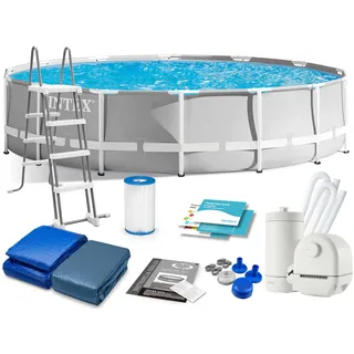 Intex Frame Pool-Set Prism Rondo 549 x 122 cm inkl. Filterpumpe, Boden-Schutzplane, Abdeckplane, Poolleiter