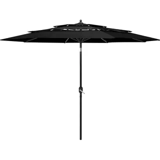 The Living Store Sonnenschirm mit Aluminium-Mast 3-lagig Schwarz 3 m - Schwarz