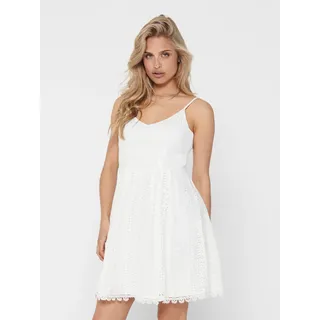 Trägerkleid ONLY "ONLHELENA – Trägerkleid aus Baumwolle für den Sommer", Damen, Gr. 40L, N-Gr, weiß (cloud dancer), Web, Obermaterial: 100% Baumwolle, unifarben, regular fit kurz, V-Ausschnitt, Kleider Trägerkleid, Baumwolle, regular fit, V-Ausschnitt