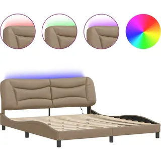 vidaXL Bettgestell mit LED ohne Matratze "Hvar" Cappuccino-Braun 180x200 cm - Braun