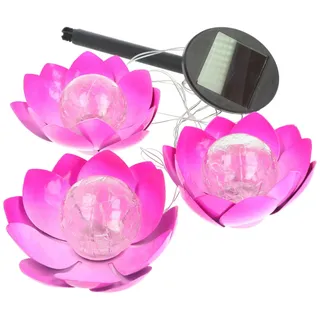 ez solar LED Solar Gartenstecker-Lotusblumen, 3er-Set