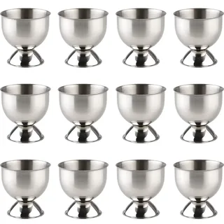 Leegg-DE Eierbecher aus Edelstahl für weich gekochte Eier 12er Set Eierhalter Tablett