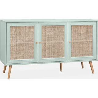 sweeek - Sideboard mit Holzoptik und Rohrgeflecht 120 cm