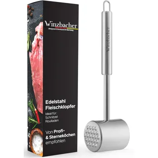Winzbacher® Fleischklopfer [Spülmaschinenfest] Edelstahl | 2 Schlagflächen - Fleischhammer, Schnitzelklopfer, Fleischplattierer, Plattiereisen | ideal für Schnitzel, Koteletts, Steaks u.v.m.
