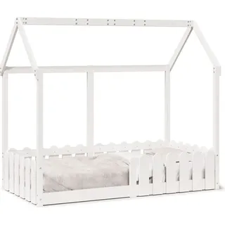 Langlebige Kinderbett Hausbett Weiß 80x160 cm Massivholz Kiefer Gästebett mit Lattenrost Möbel1436309 - Weiß