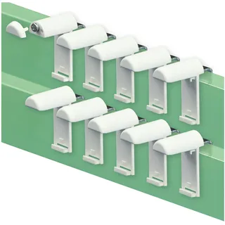 KLEMMFLEX Klemmhalter kurz mit Metallbügel, für Klemmfix Rollo, Doppelrollo, Duo-Rollo, ohne Bohren zum Klemmen und Kleben, 10 Stück, als Zubehör für die Aufhängung, Befestigung am PVC-Fenster