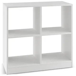 COSTWAY Standregal mit 4 Fächern, Bücherregal, Würfelregal, Regal für Wohnzimmer, Schlafzimmer, Raumteiler weiß, 73 x 33 x 73 cm