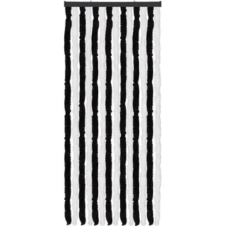 Flauschvorhang Schwarz-Weiß 100x200 cm – Unistreifen Türvorhang, Insektenschutz, geräuschlos, wetterfest, für Innen und Außen - Schwarz, Weiß