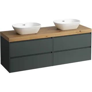 LAUFEN LANI Waschtischplatte wildeiche inklusive Unterschrank, 1 Ausschnitt links und rechts, 1570x495x580mm, H4065941122661, Farbe: Verkehrsgrau