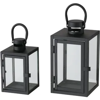 Boltze Laterne Arana (Leuchte in Schwarz, Eisen & Klarglas, Lichtquelle Quadratisch, 2 teilig) 2028122