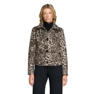 Gil Bret Fellimitatjacke ohne Kapuze im Leo-Look und mit Knopfverschluss, taupe, braun