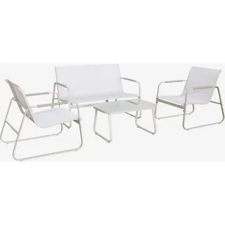 sweeek - Gartenlounge-Set aus Stahl, 4 Plätze - Beige - Beige