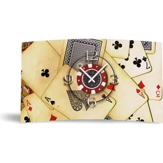 Motiv  Spielkarten Designer Wanduhr modernes Wanduhren Design leise kein ticken dixtime 3DS-0047 - Beige