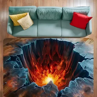 xueneige 3D Teppich Optische Täuschung 80 x 120cm Kristall-Velour Wohnzimmerteppich Beeindruckender Effekt Für Offene Räume Passt Zu Modernen Interieurs Als Stylisches Wohnaccessoire