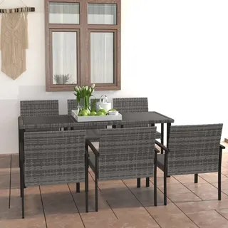 vidaXL Garten-Essgruppe 7-tlg. Grau
