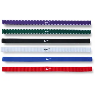 Nike Herren Flex Classic Headbands 6er Pack Stirnbänder Running Fitness Training Sport Haarband Set rutschfest elastisch, Game Royal/University Red/White, One Size