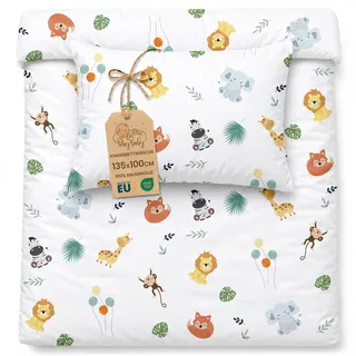 Kinderbettwäsche Baby Bettwäsche 100x135 cm aus Baumwolle - Kinder Set von Duvet Cover 100 x 135 und Kissenbezug 40x60 cm Junge und mädchen babybettwäsche bettbezug für Kleinkind Oeko-Tex