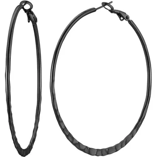 FOCALOOK Creolen Silber/Gold/Schwarz Damen Edelstahl Kreolen Ohrringe 30mm 40mm 60mm 80mm Kreis Creolen groß/Mittelgroß Huggie Hoop Ohrstecker
