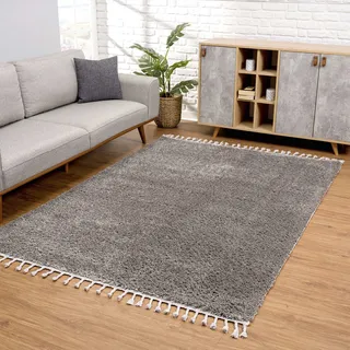 Carpet City Pulpy 100 Hochflorteppich 300 x 400 cm Grau