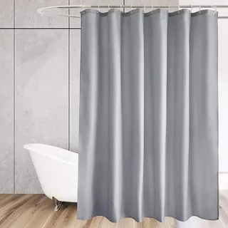 AEKDCL Duschvorhang Überlänge Hellgrau 120x190cm/47x75in(WxH) Schwerer Badvorhang aus Stoff Waschbar Schimmelresistent Wasserdicht PEVA Duschvorhang für Dusche und Badewanne mit Duschvorhängeringen